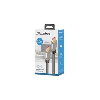 LANBERG Ultra High Speed HDMI 2.1 kábel, 48 Gbps, 8K@60Hz, 5K@120Hz, 1 m hosszú, fekete, aranyozott csatlakozókkal