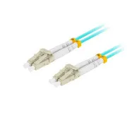 LANBERG optikai patch kábel MM LC/UPC-LC/UPC duplex 1m LSZH OM3 50/125 átmérő 3mm, színe ciánkék