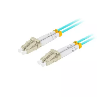 LANBERG optikai patch kábel MM LC/UPC-LC/UPC duplex 1m LSZH OM3 50/125 átmérő 3mm, színe ciánkék