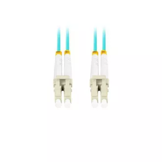 LANBERG optikai patch kábel MM LC/UPC-LC/UPC duplex 1m LSZH OM3 50/125 átmérő 3mm, színe ciánkék