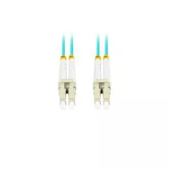 LANBERG optikai patch kábel MM LC/UPC-LC/UPC duplex 1m LSZH OM3 50/125 átmérő 3mm, színe ciánkék