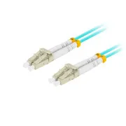 LANBERG optikai patch kábel MM LC/UPC-LC/UPC duplex 2m LSZH OM3 50/125 3mm átmérőjű, ciánkék színben
