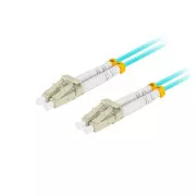 LANBERG optikai patch kábel MM LC/UPC-LC/UPC duplex 3m LSZH OM3 50/125 átmérő 3mm, színe ciánkék