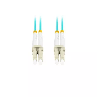 LANBERG optikai patch kábel MM LC/UPC-LC/UPC duplex 3m LSZH OM3 50/125 átmérő 3mm, színe ciánkék