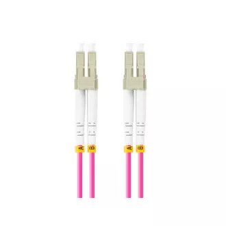 LANBERG optikai patch kábel MM LC/UPC-LC/UPC duplex 1m LSZH OM4 50/125 átmérő 3mm, magenta színben LANBERG optikai patch kábel MM LC/UPC-LC/UPC duplex 1m LSZH OM4 50/125 átmérő 3mm, magenta színben