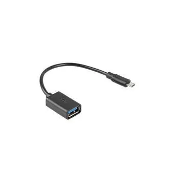 LANBERG USB Micro (M) 2.0 USB-A(F) adapter kábel 15CM fekete OTG