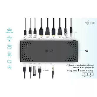 I-tec USB 3.0 / USB-C / Thunderbolt Dual Display dokkolóállomás   PD 100W