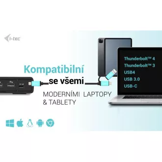 I-tec USB 3.0 / USB-C / Thunderbolt Dual Display dokkolóállomás   PD 100W