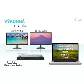 I-tec USB 3.0 / USB-C / Thunderbolt Dual Display dokkolóállomás   PD 100W