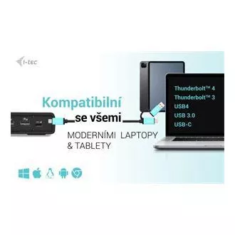 I-tec USB 3.0 / USB-C / Thunderbolt Dual Display dokkolóállomás   PD 100W