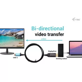 I-tec USB-C DisplayPort kétirányú kábel adapter 8K/30Hz 150cm