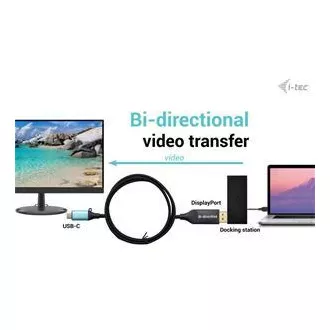 I-tec USB-C DisplayPort kétirányú kábel adapter 8K/30Hz 150cm