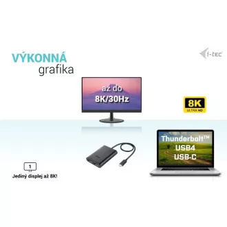I-tec USB-C Dual 4K/60Hz (egyszeres 8K/30Hz) DP videó adapter