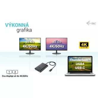 I-tec USB-C Dual 4K/60Hz (egyszeres 8K/30Hz) DP videó adapter