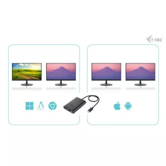 I-tec USB-C Dual 4K/60Hz (egyszeres 8K/30Hz) DP videó adapter