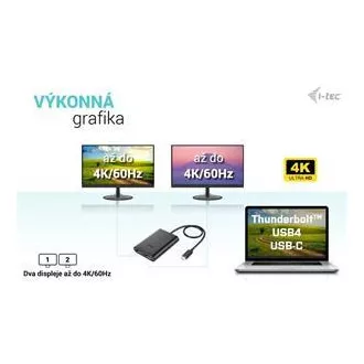 I-tec USB-C Dual 4K/60Hz (egyszeres 8K/30Hz) DP videó adapter