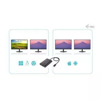 I-tec USB-C Dual 4K/60Hz (egyszeres 8K/30Hz) DP videó adapter