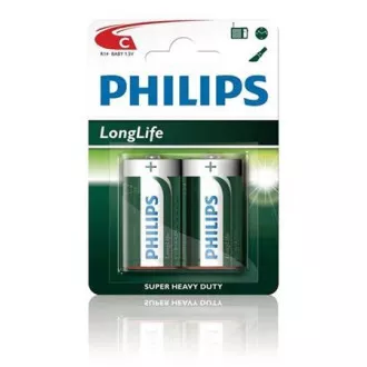Philips C LongLife cink-klorid akkumulátorok - 2db, buborékcsomagolásban