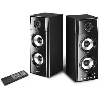 Genius SP-HF2800 BT, hangszórók, 2.0, 60W, Bluetooth, TWS technológia, fa, USB, távirányító, fekete, fekete