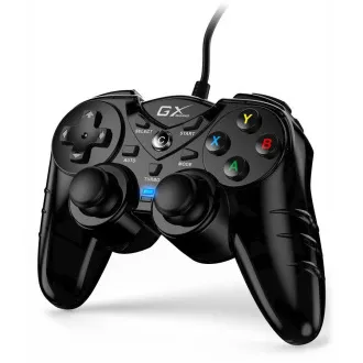 Genius GX Gaming GX-17UV, Gamepad, vezetékes, rezgő, PC-hez és PS3-hoz, USB, fekete, fekete