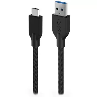 Genius ACC-A2CC-3A, kábel, USB A / USB-C, USB 3.0, 3A, QC 3.0, fonott, 1m, fekete