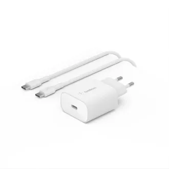 Belkin BOOST CHARGE™ 25W USB-C Power Delivery PPS fali töltő   1m USB-C-USB-C kábel, fehér színben