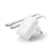 Belkin BOOST CHARGE™ 30W USB-C Power Delivery PPS fali töltő   1m USB-C Lightning kábel, fehér