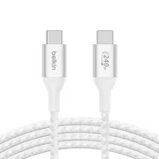 Belkin BOOST CHARGE™ USB-C/USB-C kábel 240W, 2m, fehér - tartós