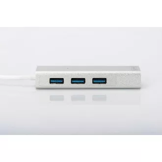 DIGITUS USB 3.0 HUB, 3 port és Gigabit LAN adapter 3xUSB A/F, 1xUSB A/M, 1xRJ45 LAN, Win / Mac OS