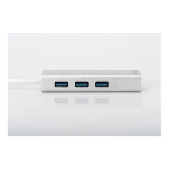DIGITUS USB 3.0 HUB, 3 port és Gigabit LAN adapter 3xUSB A/F, 1xUSB A/M, 1xRJ45 LAN, Win / Mac OS