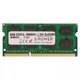 2-Power 8GB PC3L-14900S 1866MHz DDR3 CL13 1.35V SoDIMM 2Rx8 1.35V (ÉLETHOSSZÚ GARANCIA) 2-Power 8GB PC3L-14900S 1866MHz DDR3 CL13 1.35V SoDIMM 2Rx8 1.35V (ÉLETHOSSZÚ GARANCIA)