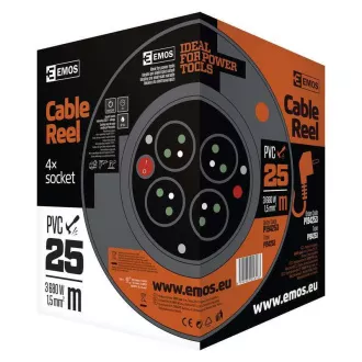 Emos hosszabbító dob - 4 aljzat, 25m, 1.5mm, PVC, IP20