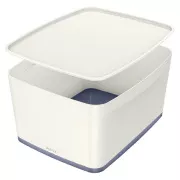 LEITZ MyBox tárolódoboz fedővel, L méret, fehér/szürke