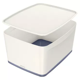 LEITZ MyBox tárolódoboz fedővel, L méret, fehér/szürke