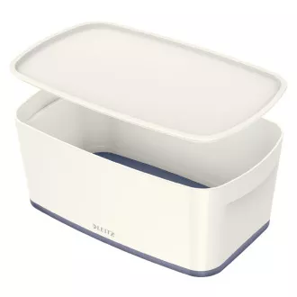 LEITZ MyBox tárolódoboz fedővel, S méret, fehér/szürke