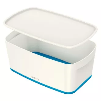 LEITZ MyBox tárolódoboz fedővel, S méret, fehér/kék