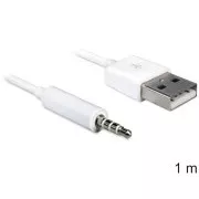 Delock kábel USB-A hím > sztereó jack 3,5 mm-es hím 4 tűs iPod Shuffle 1 m