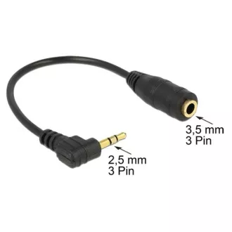 Delock audio sztereó kábel 2,5 mm-es négyszögletes férfi 3,5 mm-es női, 3 tűs sztereó kábel 14 cm