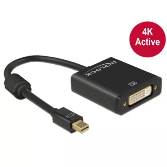 Delock mini DisplayPort 1.2 hím > DVI nő adapter, 4K, aktív, fekete Delock mini DisplayPort 1.2 hím > DVI nő adapter, 4K, aktív, fekete