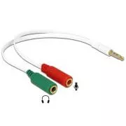 Delock fejhallgató adapter 1 x 3,5 mm-es 4 tűs sztereó jack csatlakozó hím > 2 x 3,5 mm-es 3 tűs sztereó jack csatlakozó nő (iPhone)