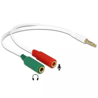 Delock fejhallgató adapter 1 x 3,5 mm-es 4 tűs sztereó jack csatlakozó hím > 2 x 3,5 mm-es 3 tűs sztereó jack csatlakozó nő (iPhone)