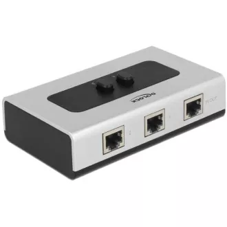 Delock Switch RJ45 10/100/1000 Mbps 2 portos kézi kapcsoló - kétirányú Delock Switch RJ45 10/100/1000 Mbps 2 portos kézi kapcsoló - kétirányú