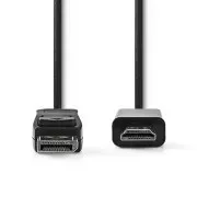 Nedis CCGB37100BK20 - DisplayPort - HDMI kábel | DisplayPort dugó - HDMI csatlakozó | 2 m | Fekete