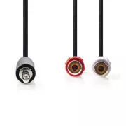 Nedis CAGB22250BK02 - Sztereó audiokábel | 3,5 mm-es dugó - 2x RCA aljzat | 0,2 m | Fekete
