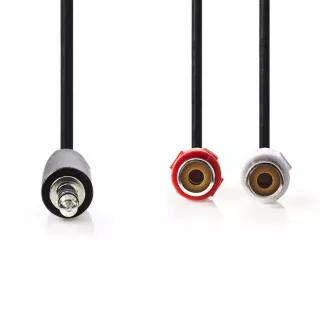 Nedis CAGB22250BK02 - Sztereó audiokábel | 3,5 mm-es dugó - 2x RCA aljzat | 0,2 m | Fekete