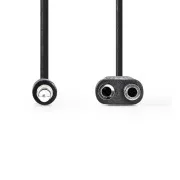 Nedis CAGB22100BK02 - Sztereó audiokábel | 3,5 mm-es dugó - 2× 3,5 mm-es aljzat | 0,2 m | Fekete
