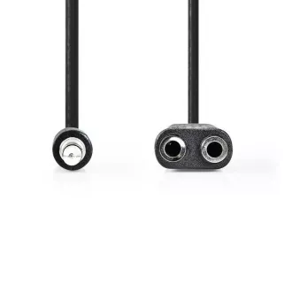 Nedis CAGB22100BK02 - Sztereó audiokábel | 3,5 mm-es dugó - 2× 3,5 mm-es aljzat | 0,2 m | Fekete