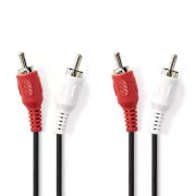 Nedis CAGB24200BK20 - Sztereó audiokábel | 2x RCA dugó - 2x RCA dugó | 2 m | Fekete