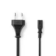 Nedis PCGB11040BK20 - Euro tápkábel | Egyenes Euro dugó - IEC-320-C7 | 2 m | Fekete