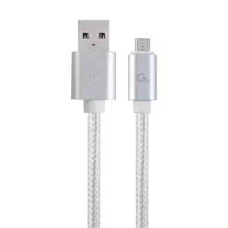 GEMBIRD CABLEXPERT kábel USB A hím/Mikro USB hím 2.0, 1.8m, fonott, ezüst, buborékcsomagolásban